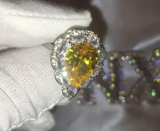 Yellow Diamond Ring | Yellow Diamond Engagement Rings | Yellow Diamond Wedding Ring | Pear Shape Ring | Pear Engagement Ring | Teardrop Ring