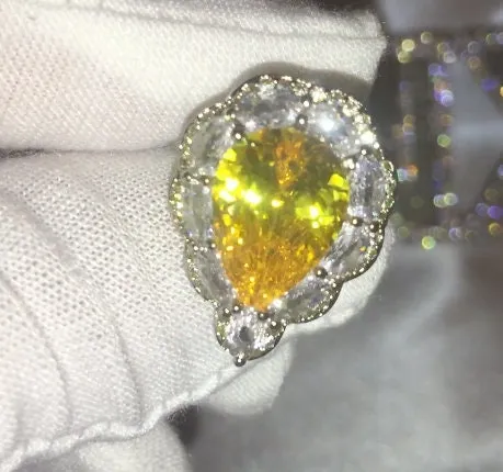 Yellow Diamond Ring | Yellow Diamond Engagement Rings | Yellow Diamond Wedding Ring | Pear Shape Ring | Pear Engagement Ring | Teardrop Ring