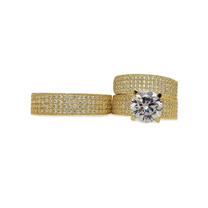 Zirconia Four-Rows Three-Piece-Set Rings (14K)